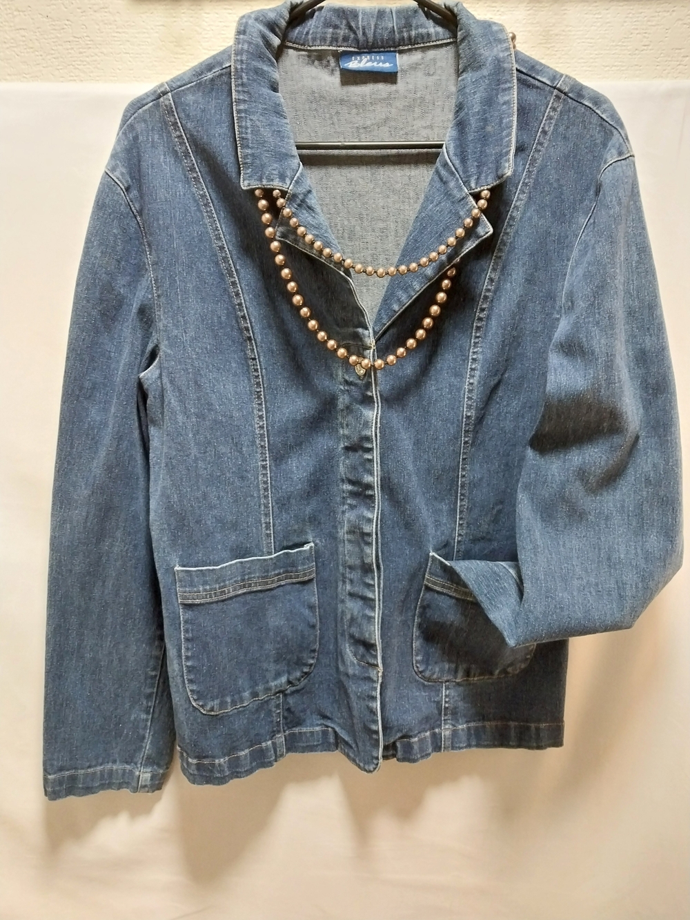 Vintage 90s! Express Bleus Denim Blazer Jacket  Medium Wash Distressed M